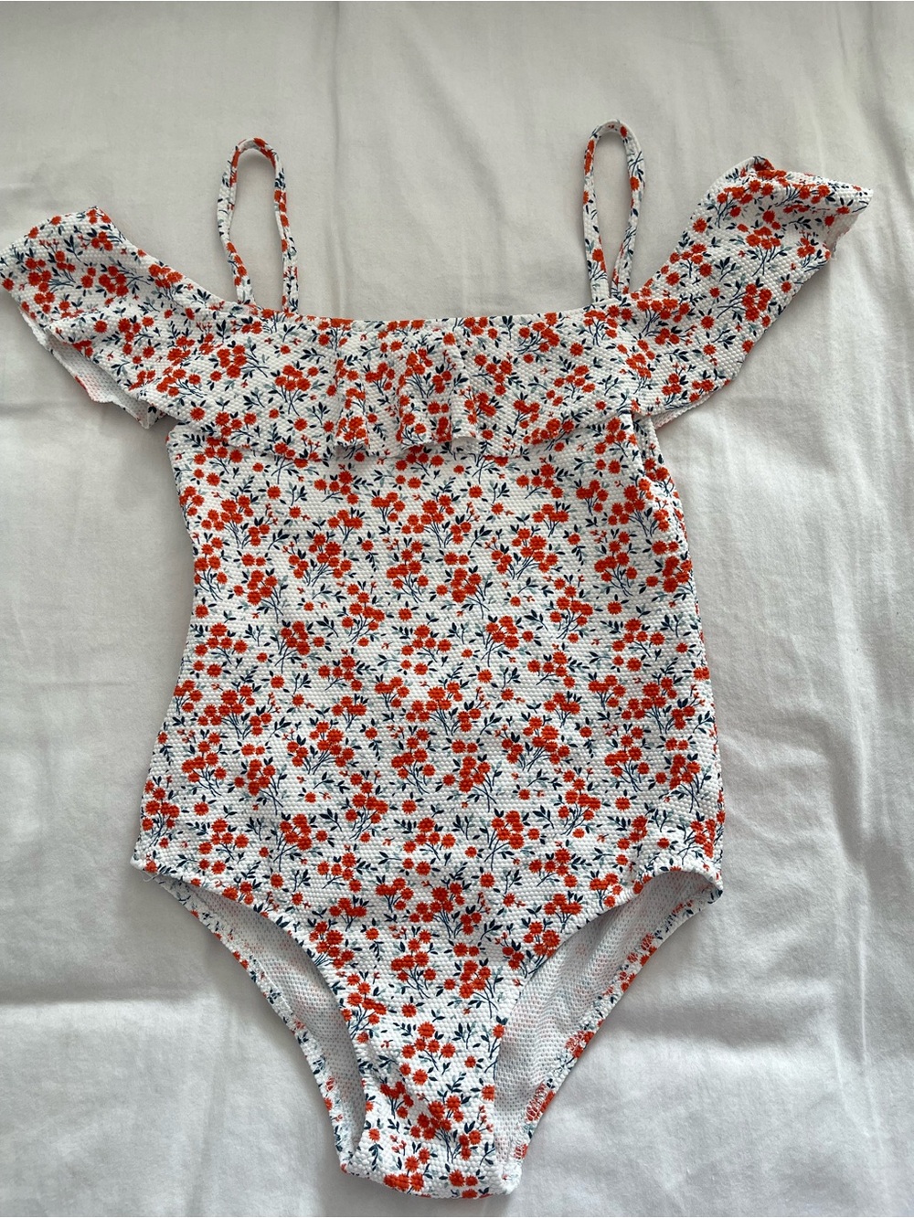 Mango Kids One-Piece Swimsuit with Red Floral Print